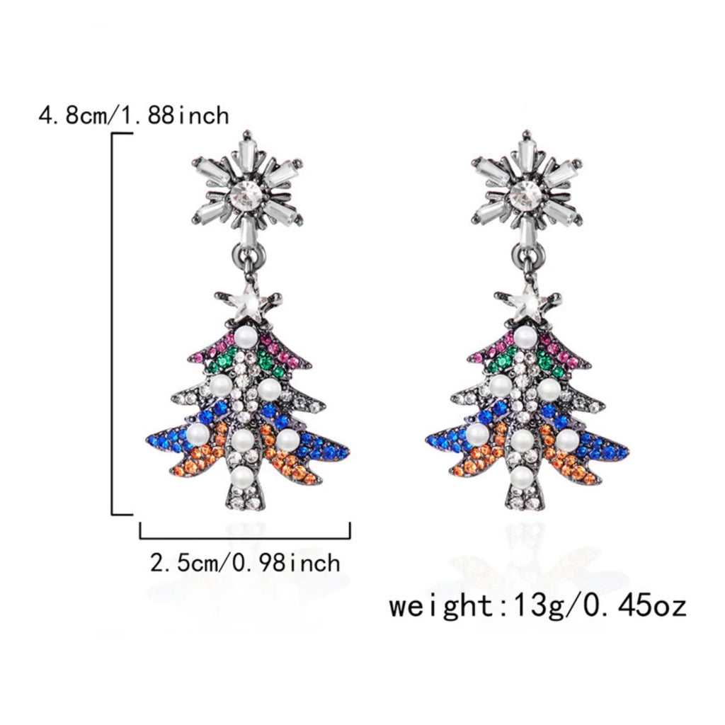 Christmas Earrings Rhinestone Imitation Pearl Snowflake Xmas Tree Star Bell Drop Holiday Dangle Party Jewelry Gift For Women Men