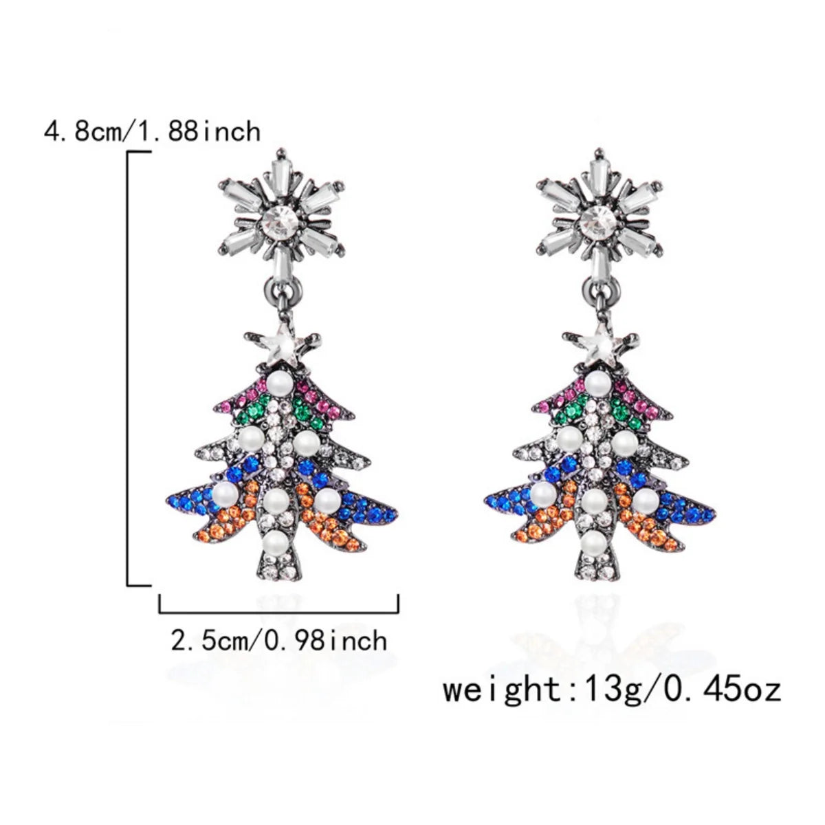 Christmas Earrings Rhinestone Imitation Pearl Snowflake Xmas Tree Star Bell Drop Holiday Dangle Party Jewelry Gift For Women Men
