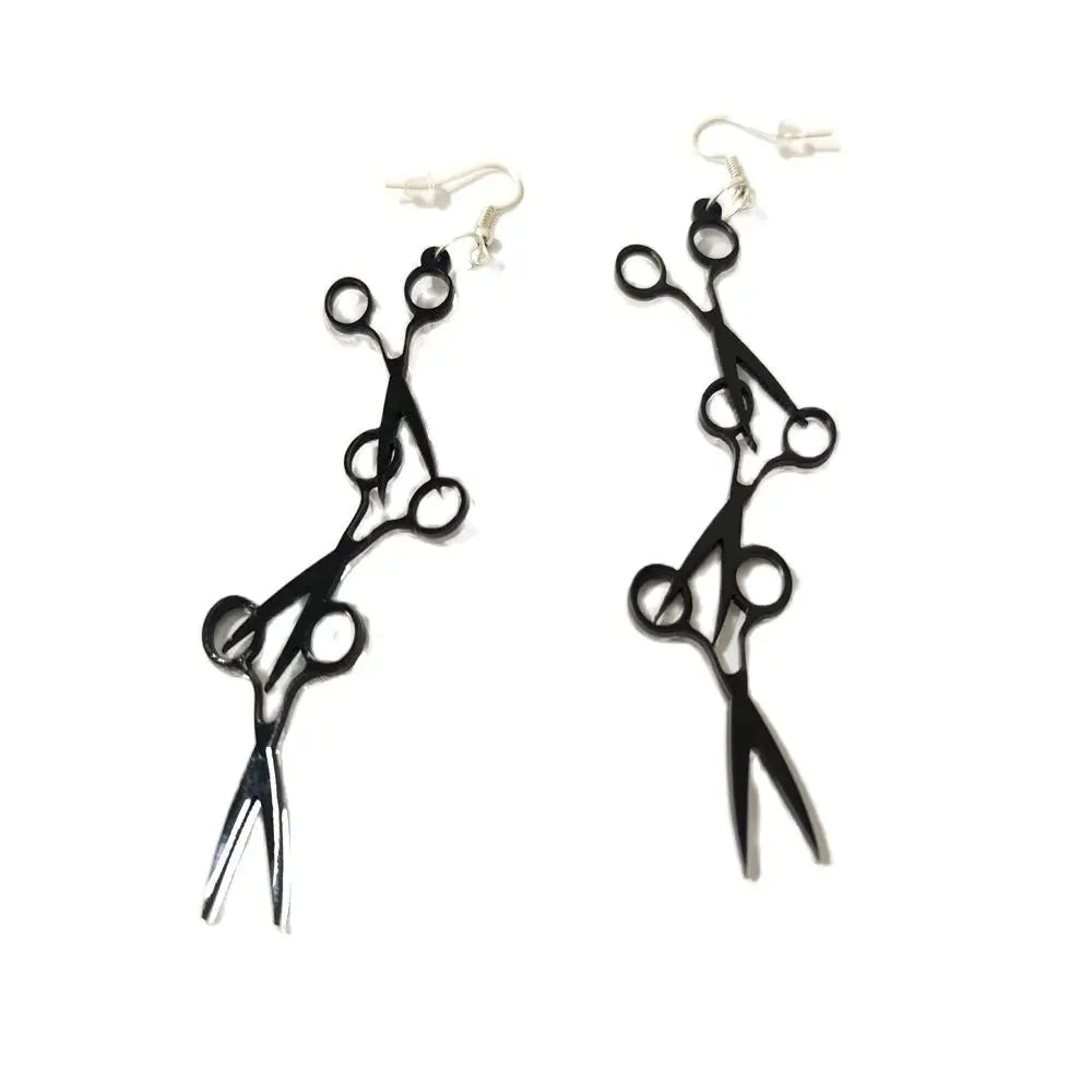 KUGUYS Black Scissor Long Earrings for Women Acrylic Punk Edgy Jewelry Cool Funny Accessories