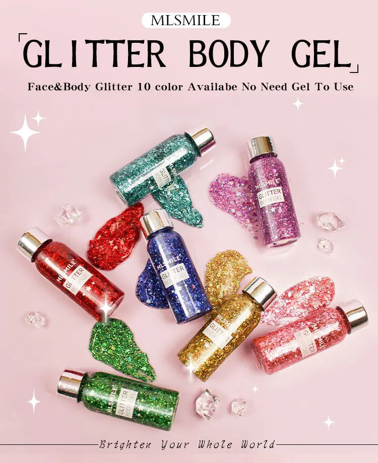 Eye Glitter Nail Hair Body Face Gel Art Waterproof High Gloss Glitter Body Multifunctional Makeup Decoration Party Festival