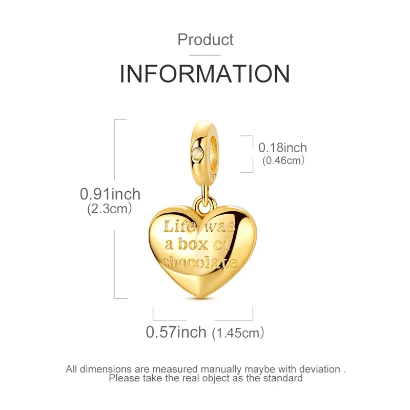 Original 925 Sterling Silver Charm Bead Golden Series Zircon Pendant Fit Original Bracelet Necklace For Women DIY Jewelry Gift