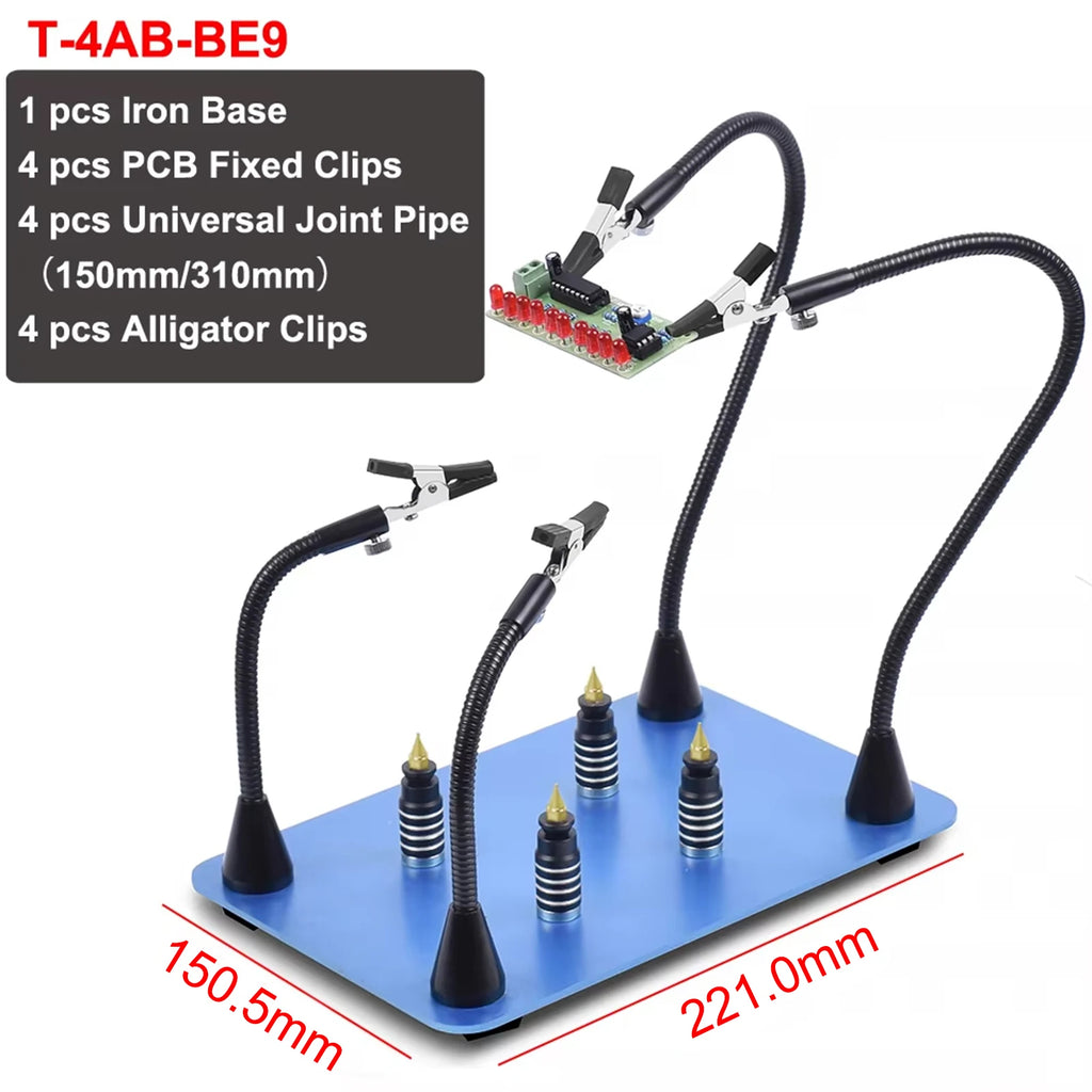 NEWACALOX PCB Fixture Clips Soldering Holder Third Hand Tool Magnetic Flexible Helping Hands with 3X LED Illuminated Magnifier