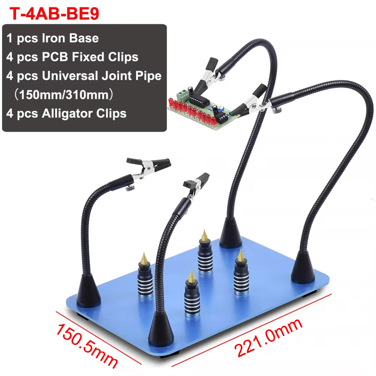 NEWACALOX PCB Fixture Clips Soldering Holder Third Hand Tool Magnetic Flexible Helping Hands with 3X LED Illuminated Magnifier