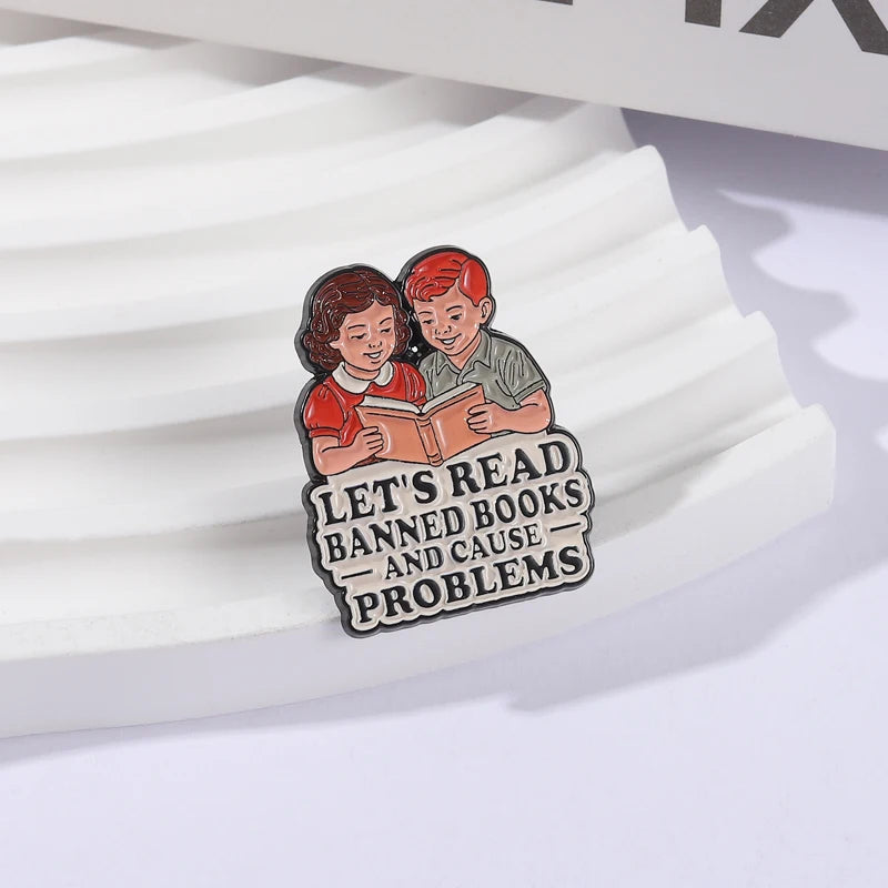 Let’s Read Banned Books Enamel Pin Banned Books Week Reader Brooch Lapel Backpack Badge Jewelry Accessories Gift for Friends