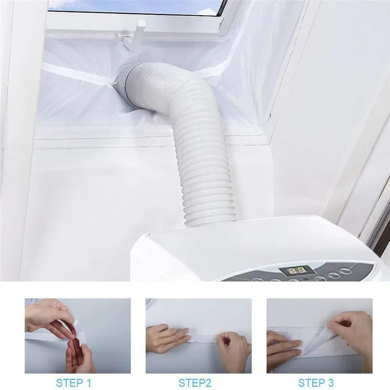 AirLock Window Seal for Portable Air Conditioner, 3m 4m Flexible Cloth Sealing Plate Window Seal with Zip and Adhesive Fast