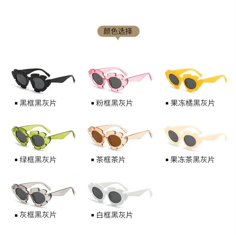 Fashion Cat Eye Candy Colors Sunglasses Women Retro Brand Designer Flower Shape