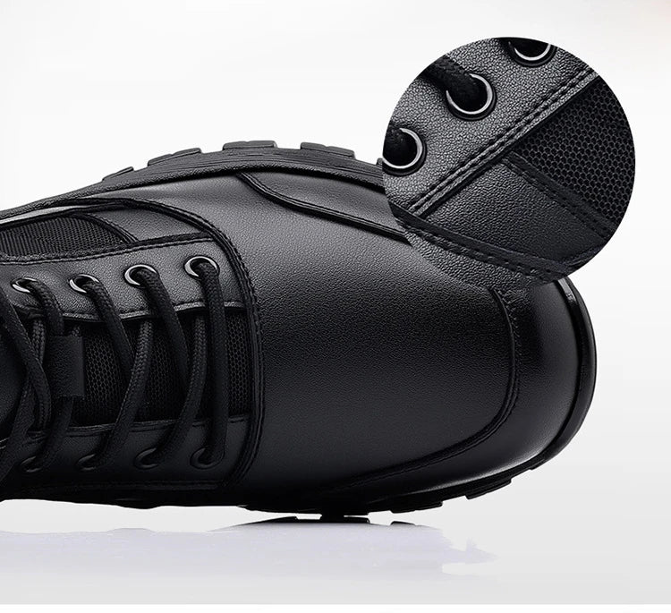 New Platform Cow Leather Casual Sneakers for Men Designer Autumn Winter Cotton Black Outdoor Men's Sports Shoes Zapatos Hombre