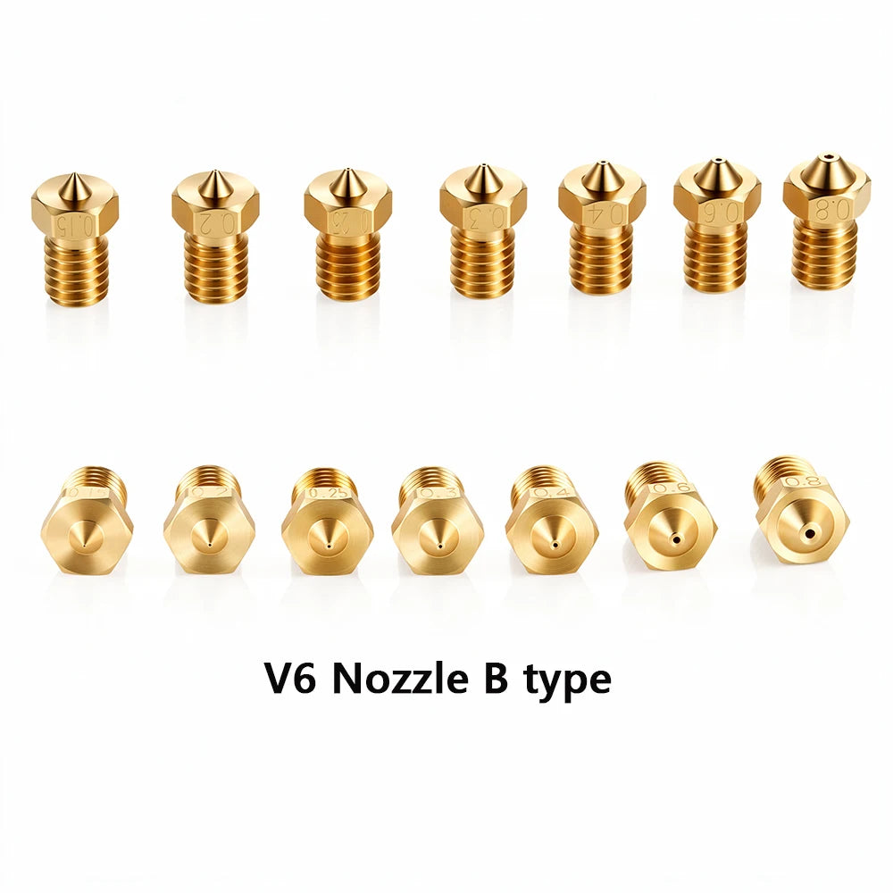 High Quality Series Brass V6 Nozzles for 3D Printer 0.4mm M6 Threaded Nozzle for Titan Extruder 3D Nozzles V5 V6 J-Head Hotend