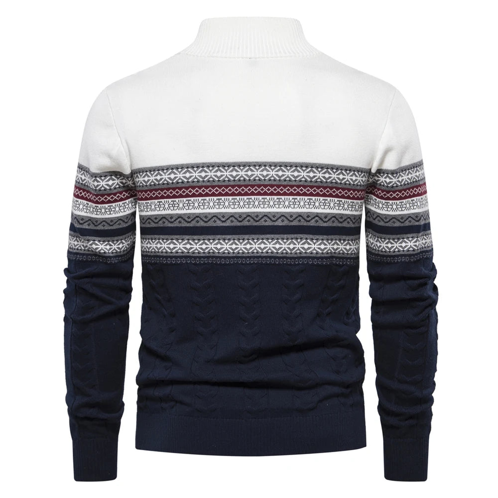 2023 New Autumn High Quality Zipper Pullers Men Warm Winter Cotton Sweaters for Men Ethnic Patterns Casual Mens Sweater