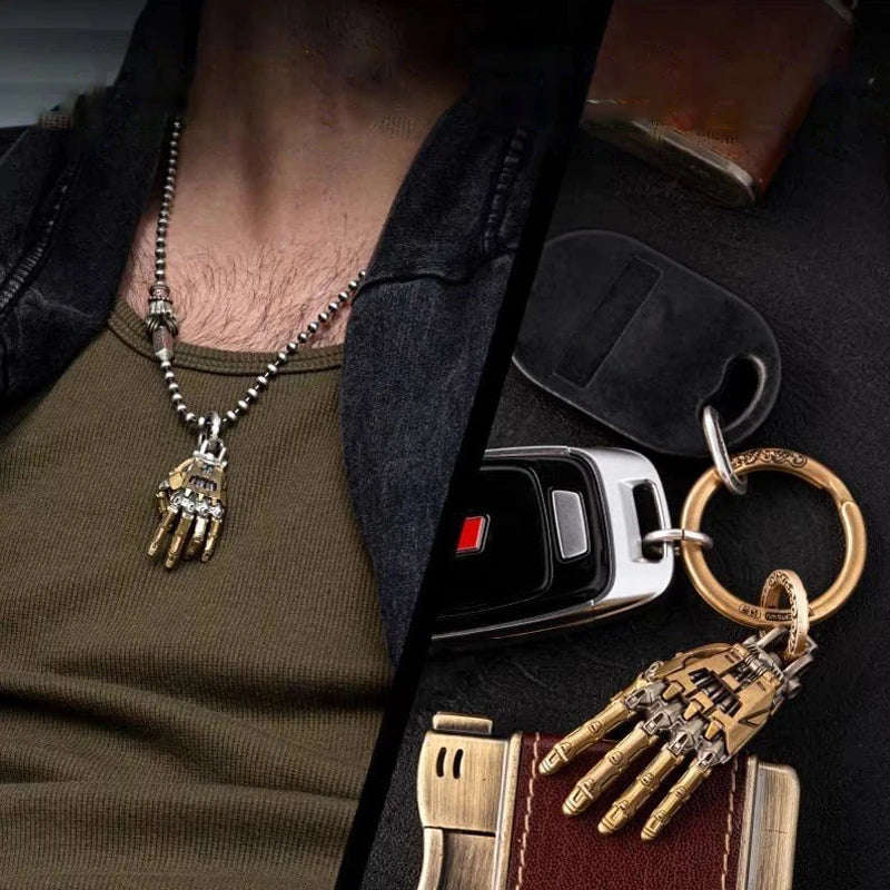 Hot Mechanical Bionic Hand Pendant With Chain For Men Women Creative Movable Finger Joints Robot Hand Necklace Jewelry
