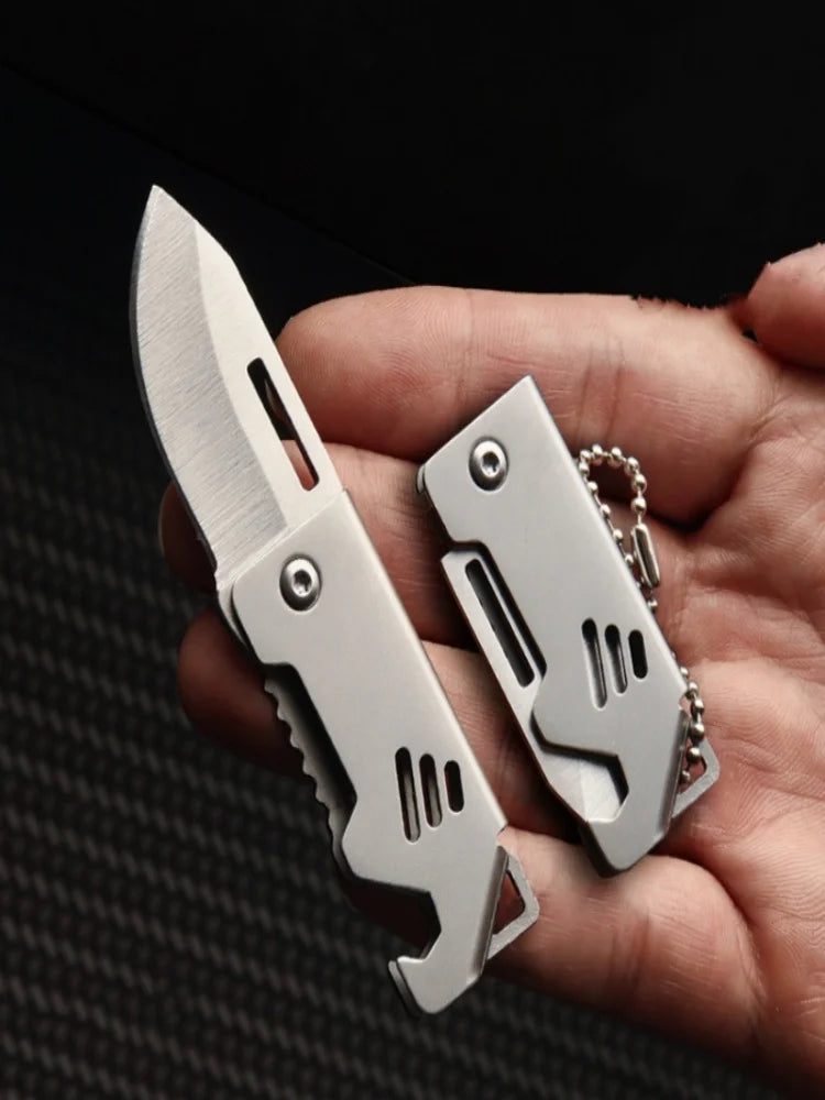 Small Steel Cannon Outdoor Folding Knife D2 Steel Mini Portable Open Box Disassembly Express Keychain Pendant