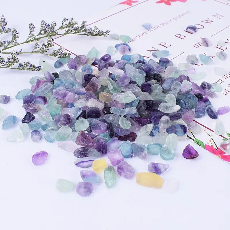 100g Amethyst/Colorful Fluorite/Botswana Agate Semi Tumbled Gemstone Mini Chips 5 - 8mm