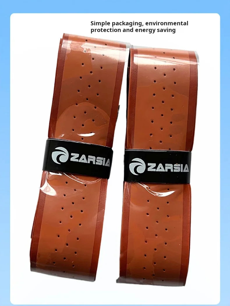 ZARSIA Perforated PU Leather Sweatband Tennis Badminton Racket Overgrip Wear-resistant Non-slip 2PCS