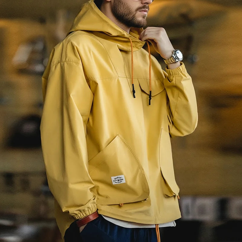 Maden Casual Outdoor Multi-pocket Hooded Men's Jackets Spring Fall Loose Windbreak Parka Ginger Climbing Outerwear Track Jacket