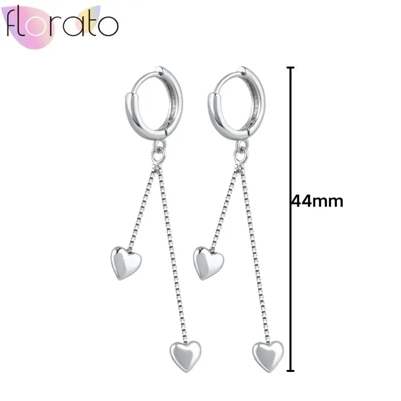 925 Sterling Silver Ear Buckle Retro Metal Heart Pendant Hoop Earrings for Women CZ Huggie Earrings Fashion Females Jewelry