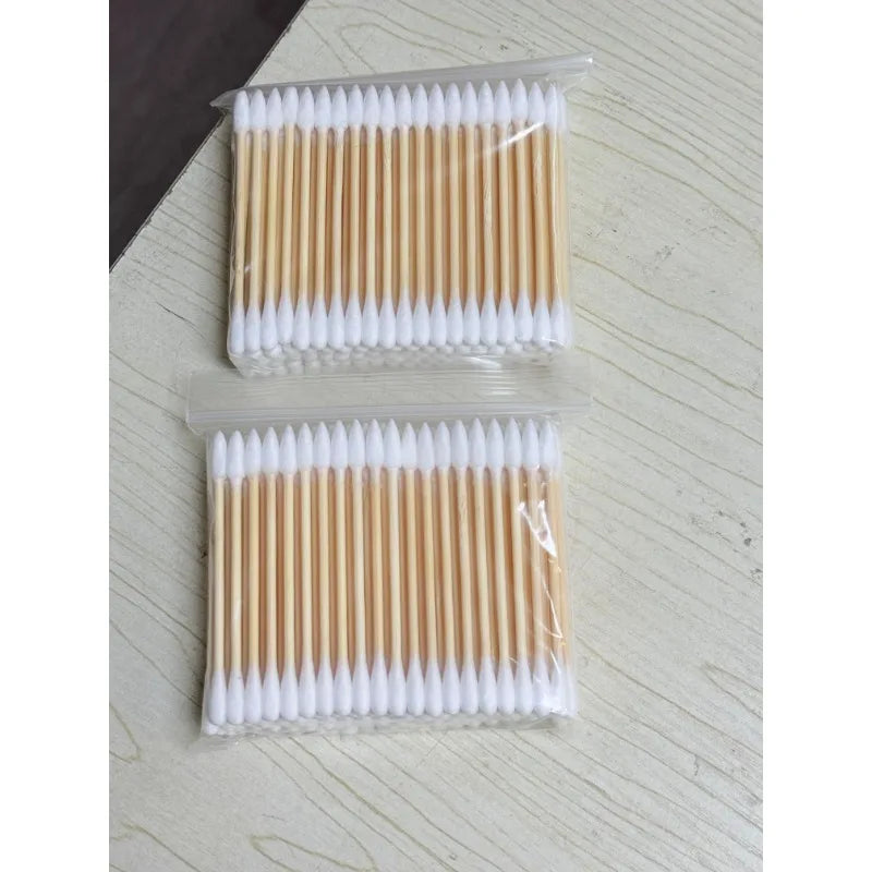 100Pcs Color Mix Double Head Bamboo Cotton Buds Adults Makeup Cotton Swab Eco Friendly Wood Sticks Nose Ears Cleaning Tools