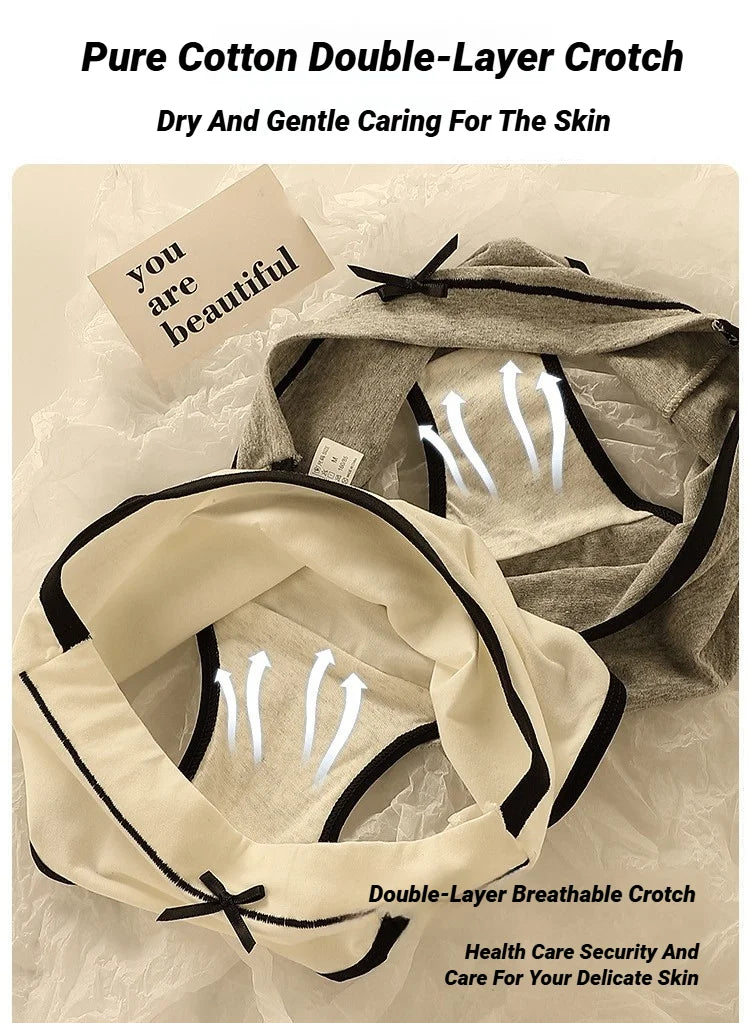 Women'S Underwear Set Breathable Full Panties For Girls Soft High Waist Briefs Student Style Pcs Antibacterial Ice Silk