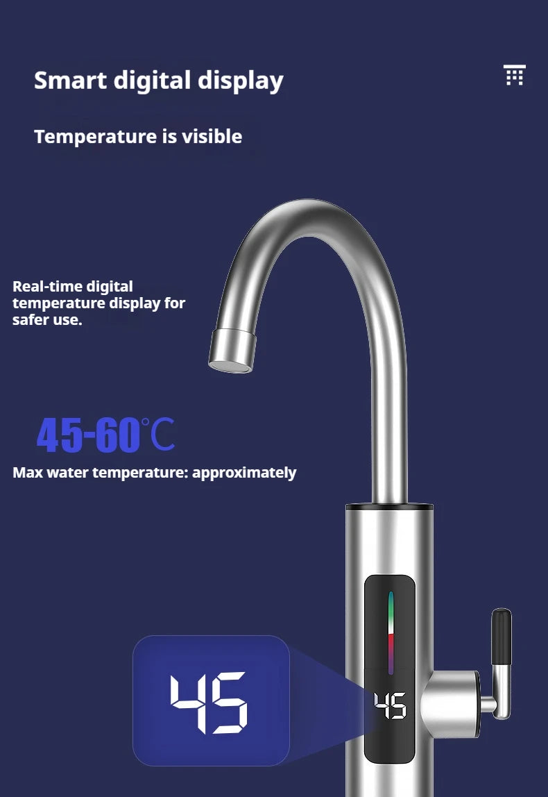HOMEFISH 3000W 220V Electric Kitchen Water Heater Tap Instant Hot Stainless Steel Water Faucet Heater Cold Heating Faucet