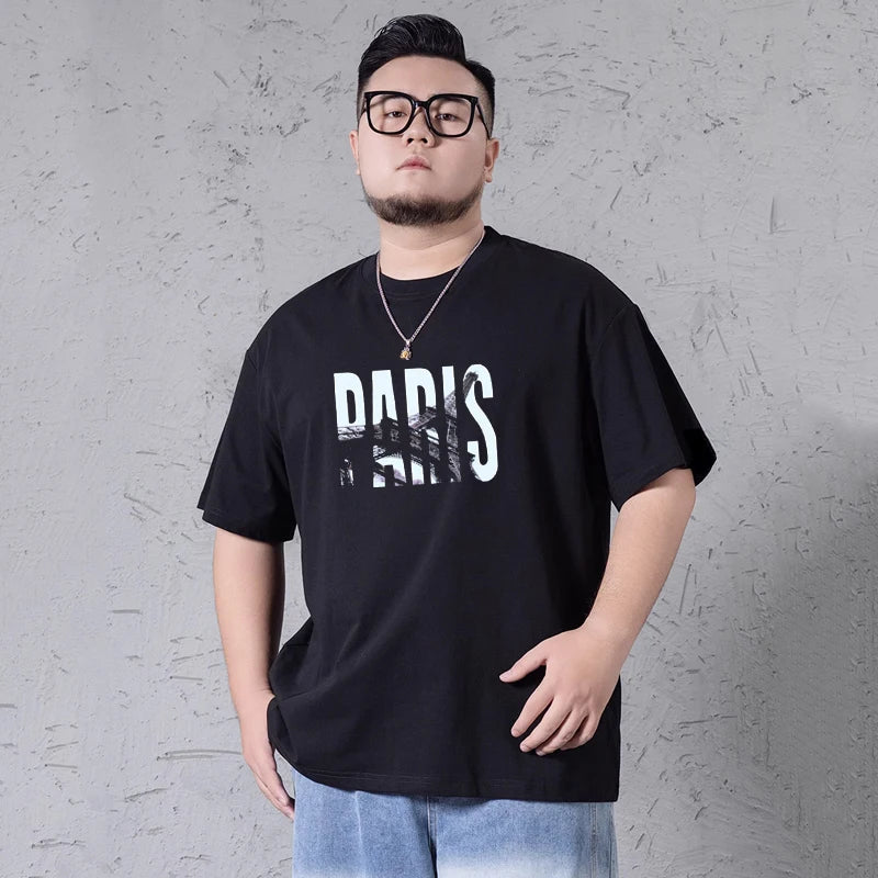 1pc/2pcs Men's T-shirt Shorts Set Plus Size 180KG Summer Casual Short-sleeve Tees Sportswear Fashion Male Round-neck Tops Shorts