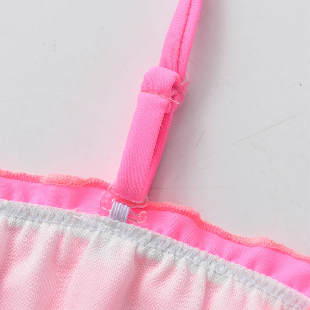 DXTON Girls 2 pcs Swimwear Suit Kids Flag Print Stars Stripe Swimsuit Children Bikini Sets for Summer Beachwear Bathing suit