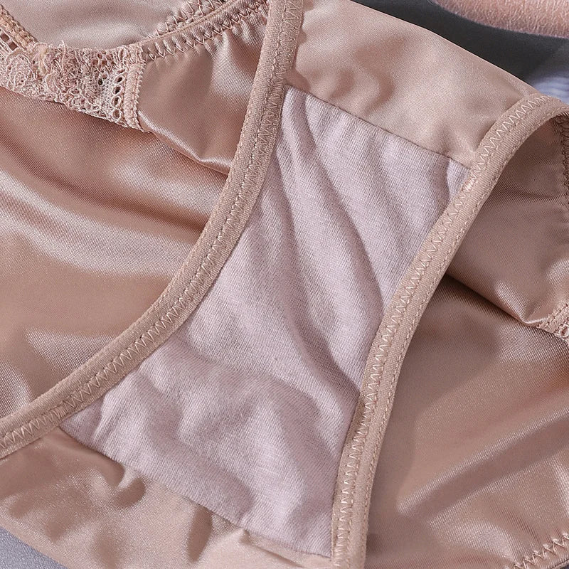 New Women's Silky Satin Low Waisted Underwear Sexy Lace Triangle Pants With Silk Texture Breathable Comfortable Shorts Underwear