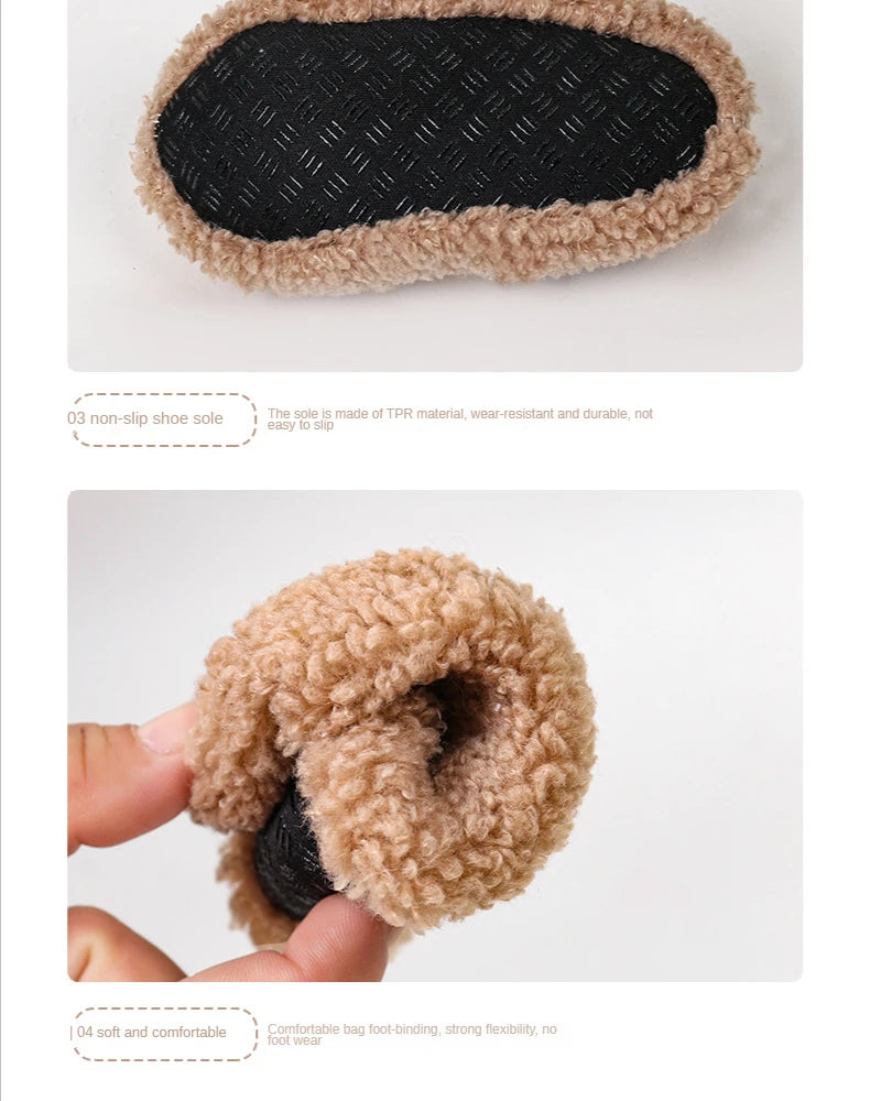 Autumn Winter Warm Baby Slippers Toddler Plush Floor Sock Shoes Boys Girls Soft Anti-slip Walking Shoes Indoor Home Kids Socks