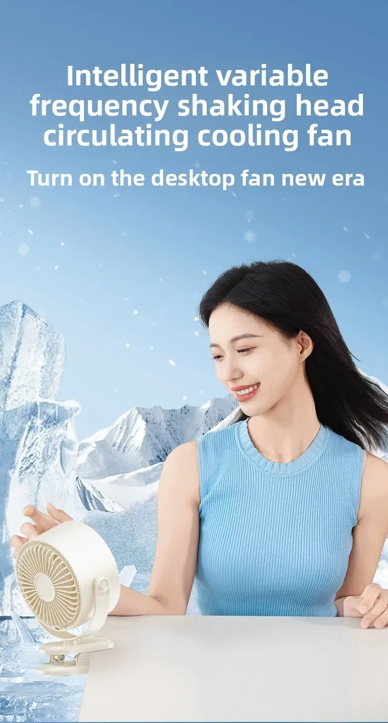A little expert in life 100-Speed Desk Fan Clamp Fan LED Display Office Home Charge Wall-Mounted Hand-Free Fan
