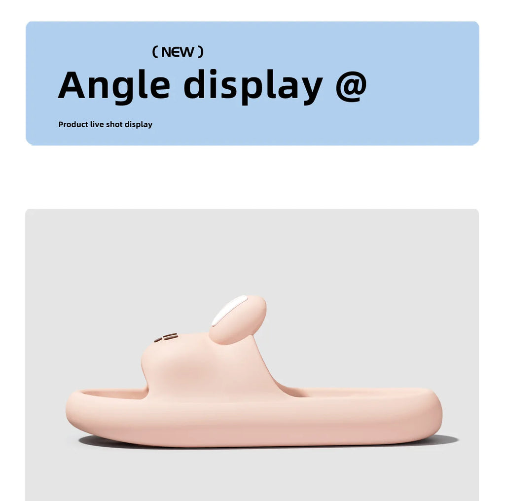 Cartoon Women Bathroom Slippers Cute Non-Slip Leaky Sandals Fashion Thick Bottom Slides Home Men Quick Drying Flip Flops