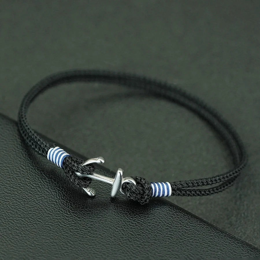 Stylish Men Anchor Bracelet Stainless Steel Selected High Quality 2mm Braided Rope That Does Not Fade Or Deform Pulseria Homme
