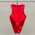 Women t-shirts New twisted flower knotted sleeveless top for summer 2025 Elastic slim pure cotton women's vest corset crop top