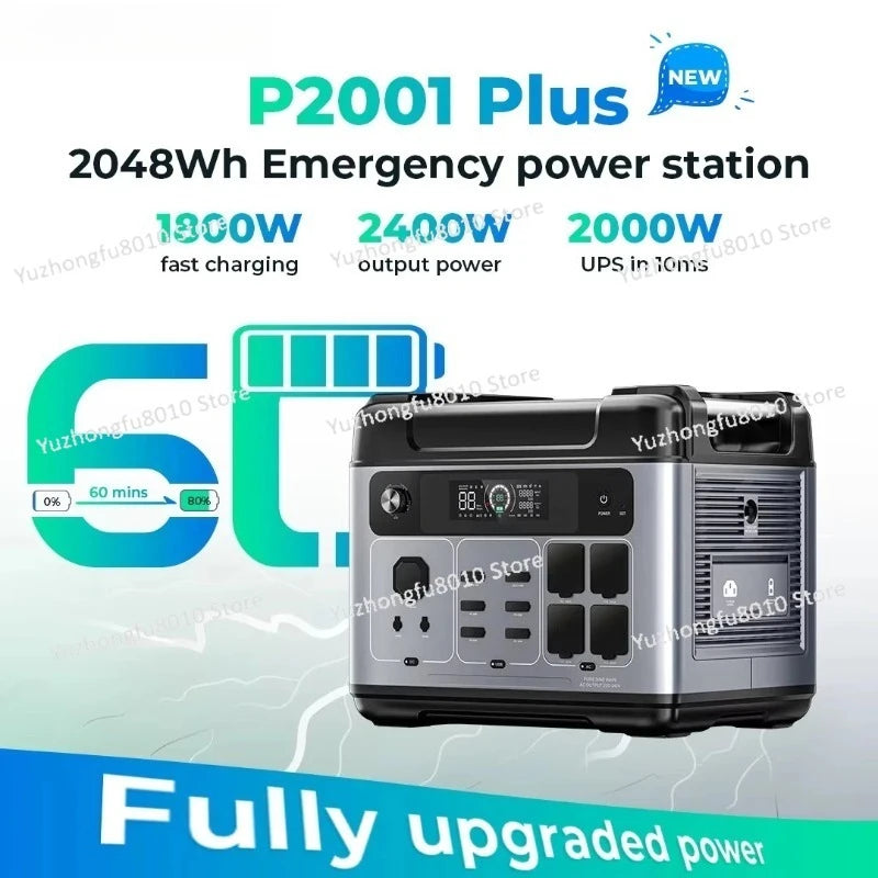 Estação de Energia Portátil 2000W 2400W Gerador Solar 2048Wh 110V 220V Com Controlo por Aplicação