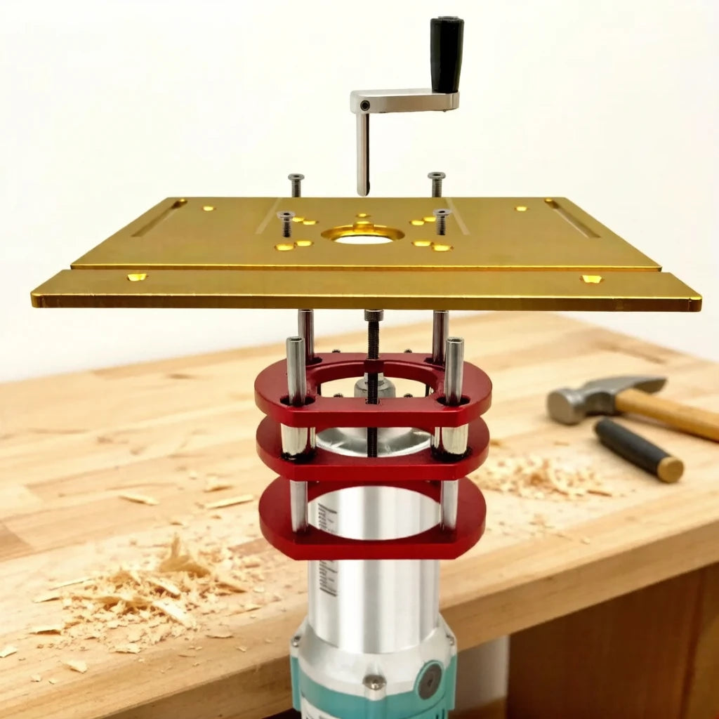 Precision Aluminum Router Lift Kit Hand Crank Router Plate Lifting System Woodworking Router Table Trimmer Engraving Machine
