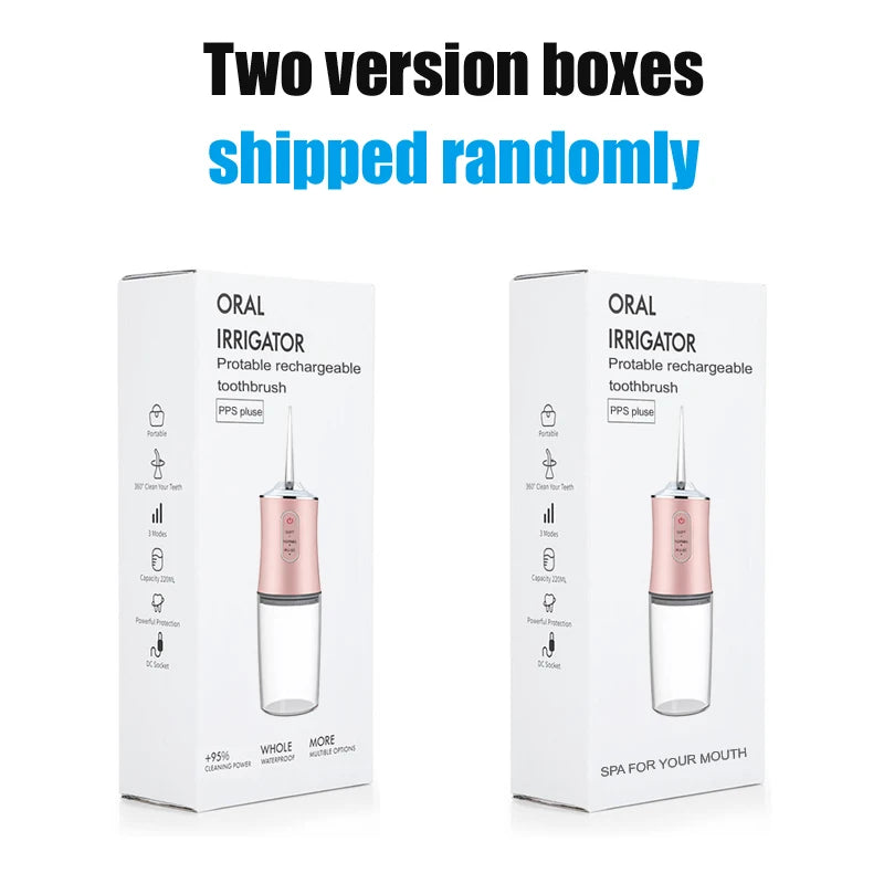 2026 Oral Irrigator Portable Dental Water Flosser USB Rechargeable Water Jet Floss Tooth Pick 4 Jet Tip 220ml 3 Modes