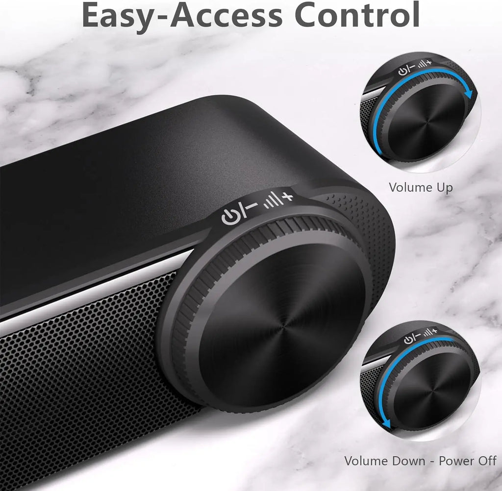 Jeecoo A30 Wired Computer Speakers PC Soundbar for Monitor USB-Powered w/3.5mm AUX,Big Volume Control - Laptop Tablet Compatible