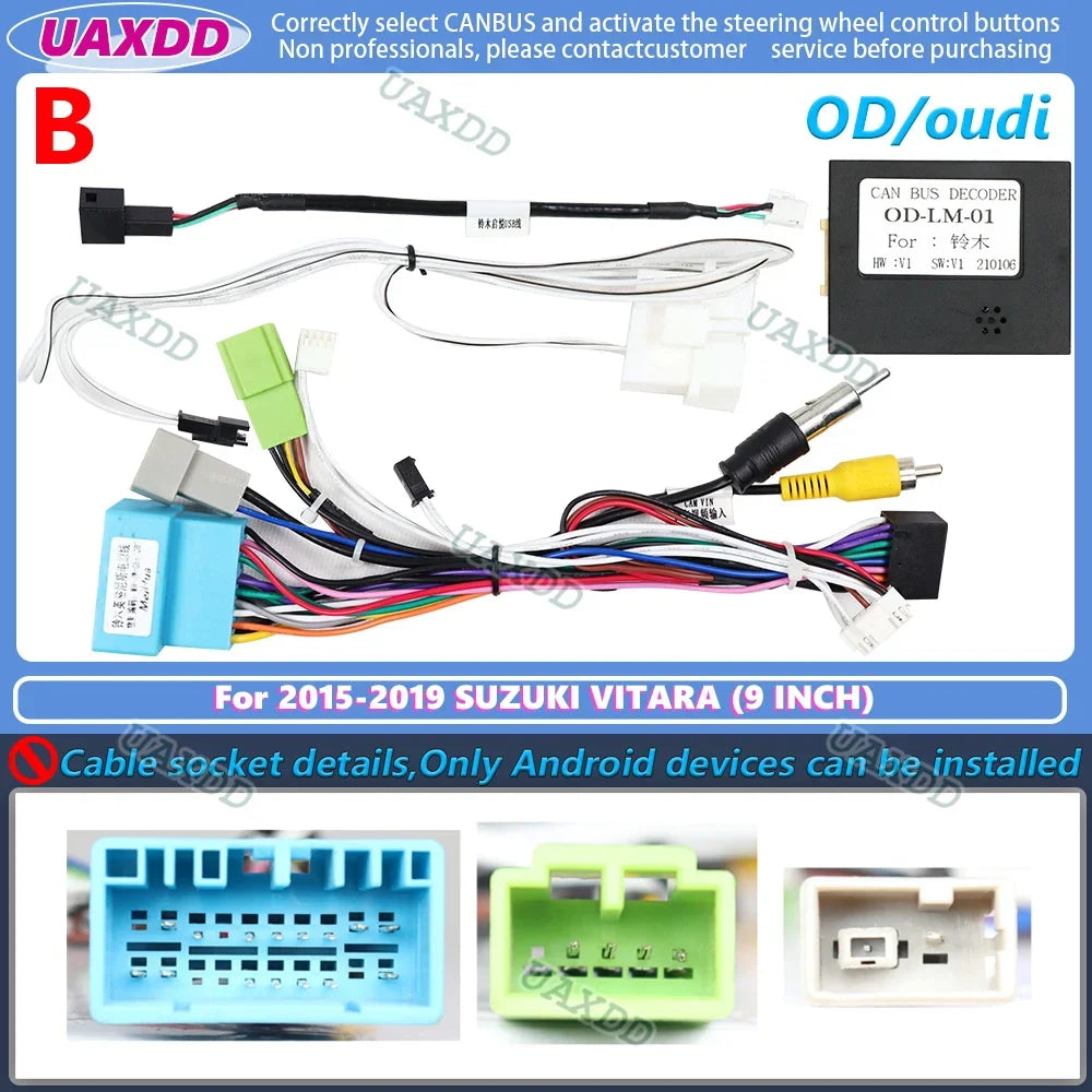 For 2022-2023 Suzuki VITARA 9INCH Android Frame Kit Panel 2Din Car Interior Fascia Cable Video Harness Navigation Decoder Canbus