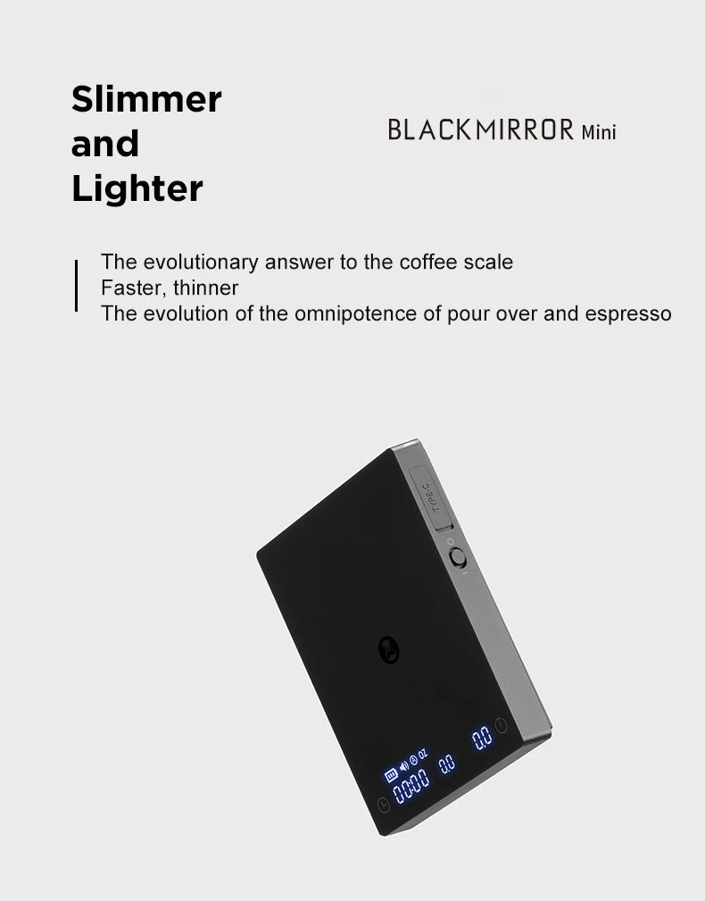 TIMEMORE Scale Black Mirror Mini Pour over Espresso Scale With Brewing Flow Rate and Heat Insulation Pad Electronic Coffee Scale