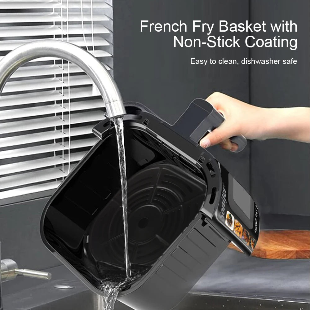 8.5L Air Fryer –LED Display & Touch Control, Large Size, Visible Window, Adjustable Temperature, Auto Shut-Off, 1700W