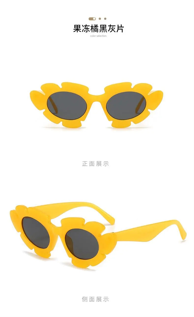 Fashion Cat Eye Candy Colors Sunglasses Women Retro Brand Designer Flower Shape