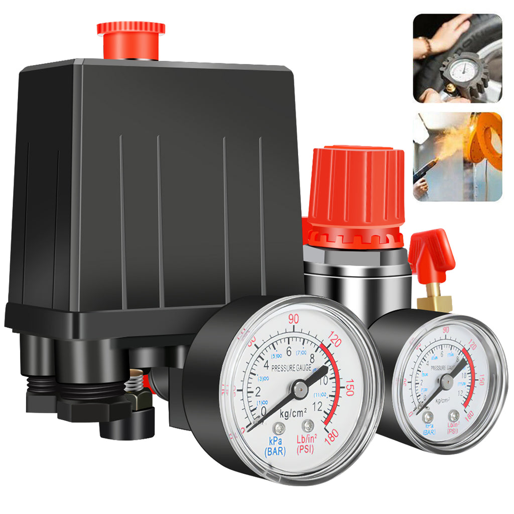 90-120PSI Air Compressor Pressure Switch Valve Control Manifold Regulator Gauges Safety Valve 1/4"BSP Air Compressor Parts