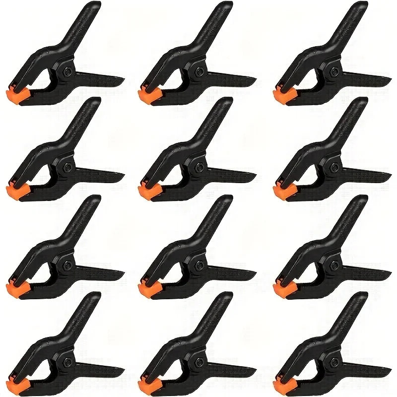 12pcs Heavy-Duty Plastic Spring Clips | 3-Inch Mini Background Clamps for Crafts, Woodworking & Photography Studio