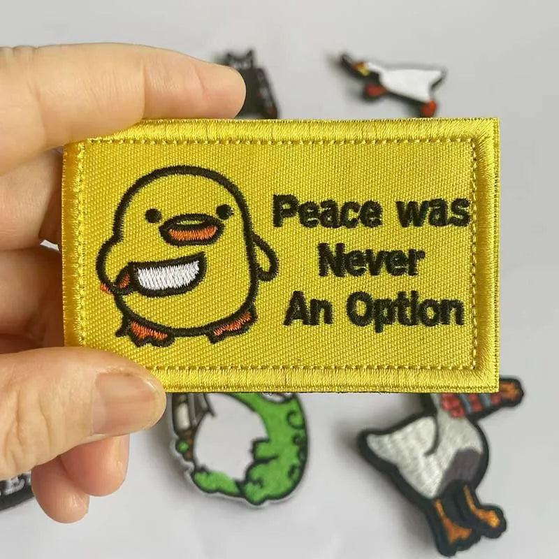 Animal With Knife Fabric Applique Embroidery Hook and Loop Patch,Peace Goose,Angry Frog,Cat,Duck Tactical Badges Clothes Sticker