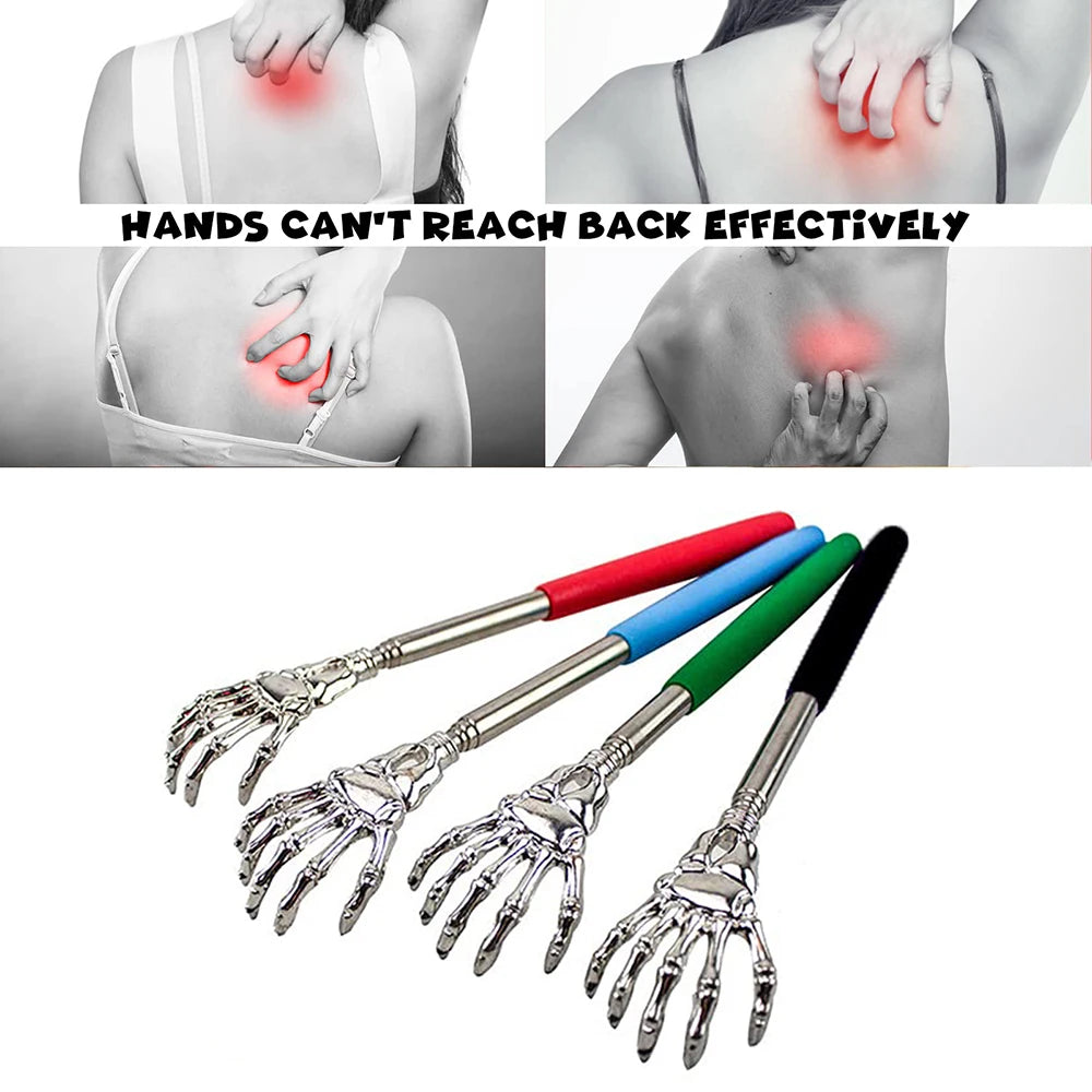 1PC Extendable Back Scratcher Stainless Steel Portable Telescopic Rubber Handle Back Scratchers For Halloween Christmas