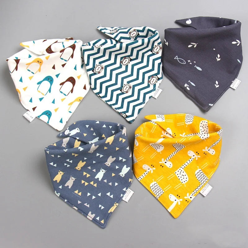 5pcs Baby Saliva Towel Triangle Scarf Pure Cotton Bandana Bibs Newborn Boys Girls Absorbent Cloth Bib Saliva Scarf