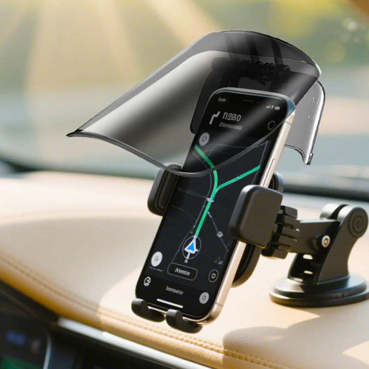 Dashboard Cell Phone Sun Shade Heat-Insulating Adjustable Clear Cell Phone Sun Cover for Car for Sedan Caravan RV Road Trips