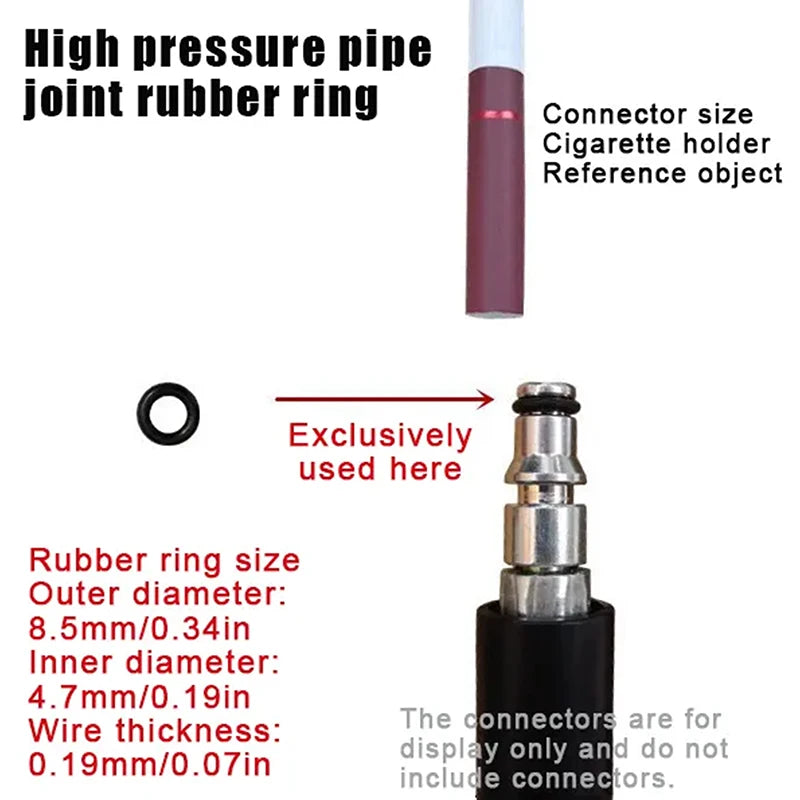 10un/lote O-ring de borracha para saída de limpeza de pistola de água de alta pressão, anel preto, acessórios para máquina de lavar carro, acessórios para pistola de água para estética automóvel