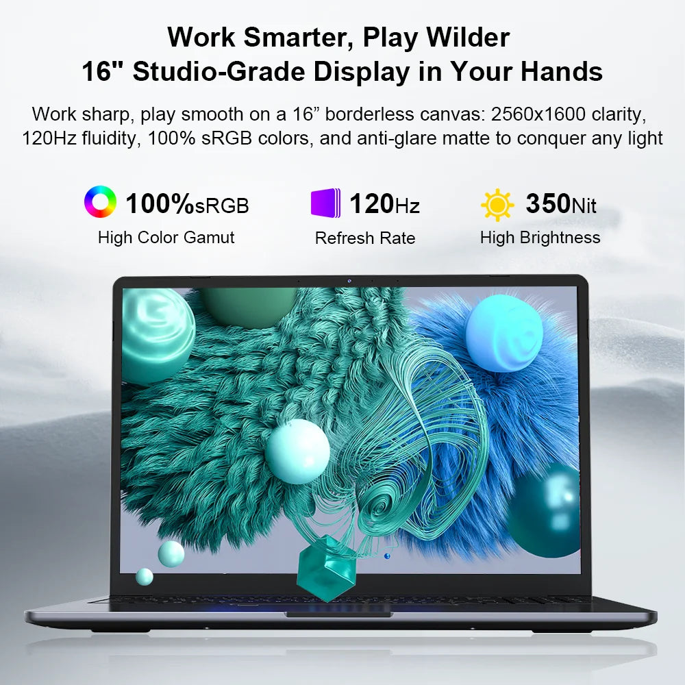 Ninkear A15 Pro Laptop 16GB 1TB AMD Ryzen 5 5500U 16 inch 120Hz 2560*1600 Display Screen Fingerprint Unlock Notebook Computer