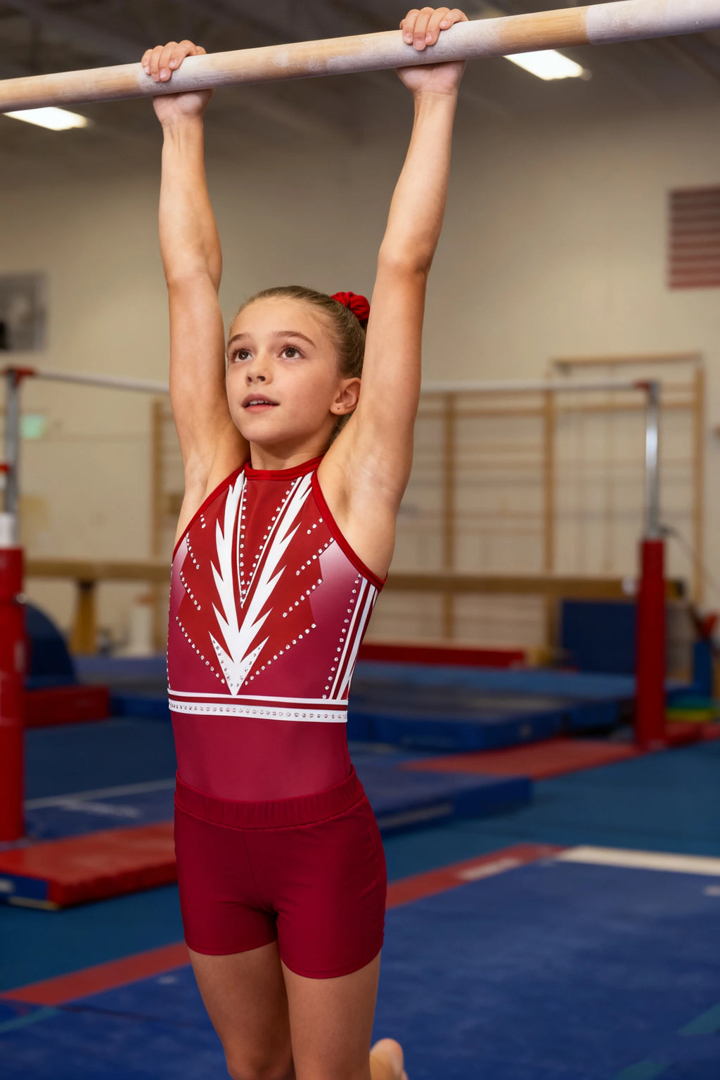 Gymnastics Leotard for Girls Athletic Gymnastics Unitard Halter Neck Biketard Tumbling Activewear for Kids No Diamond