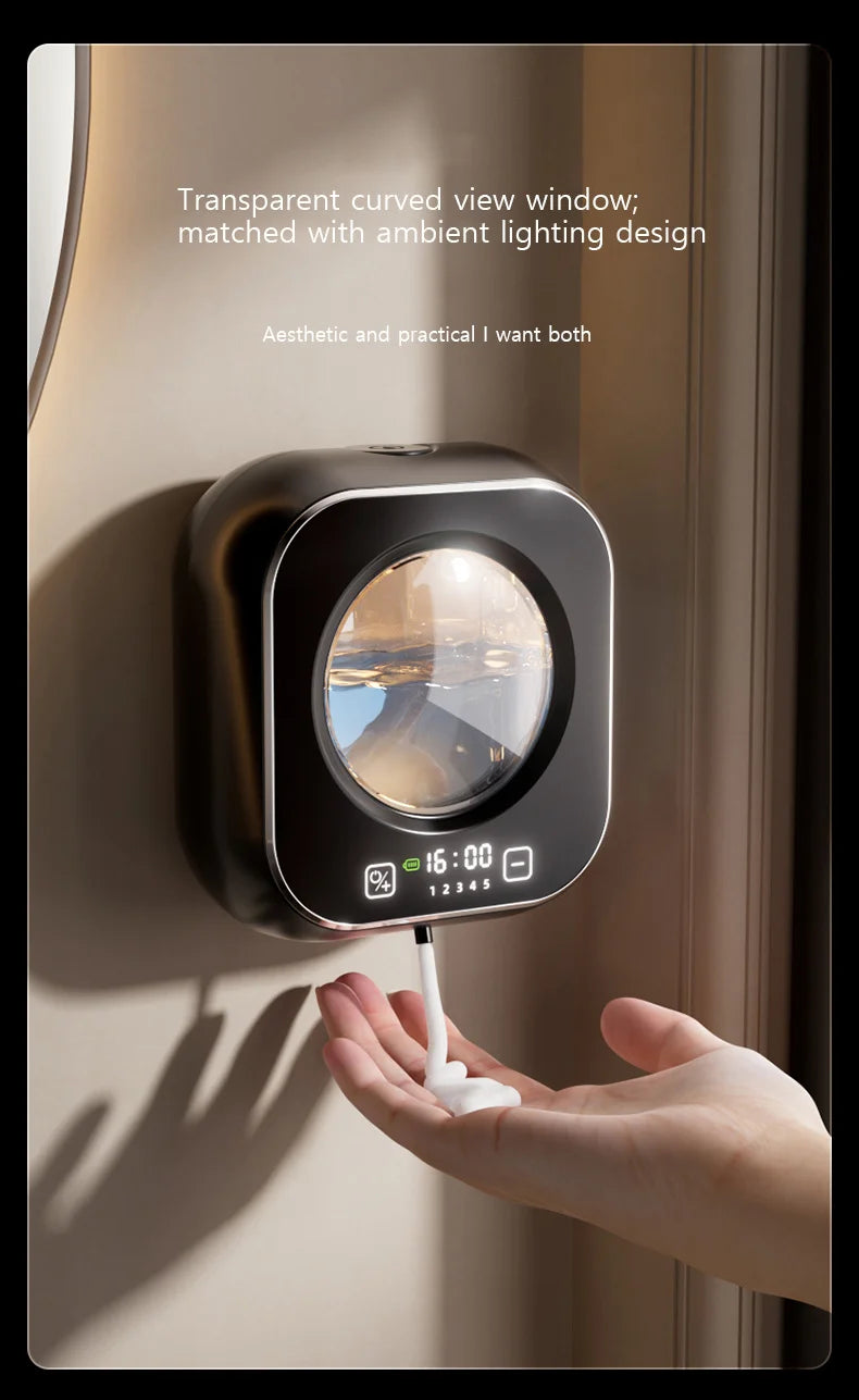 Smart Induction Hand Washer Sensor Wall Mounted Foam Infrared Sensor Liquid Soap Dispensers with Temperature Digital Display