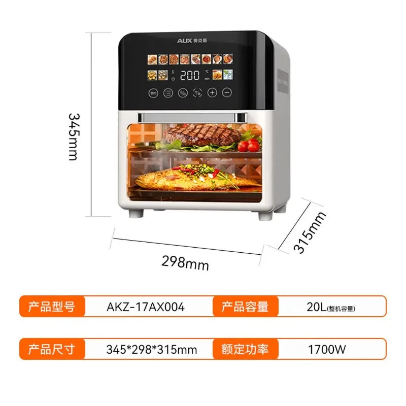 Air Fryer 20L Household Visual Automatic Flip Free Multifunctional Touch Screen Double-Layer Steam Oven Integrated Machine