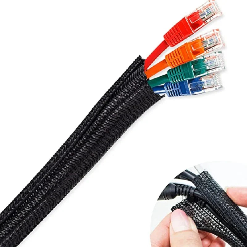 Braided Cable Sleeve 1m/3m/5m Pet Nylon Wrap for Desk PC TV Wire Protector Braided Wire Cover Casing Cable Organizer